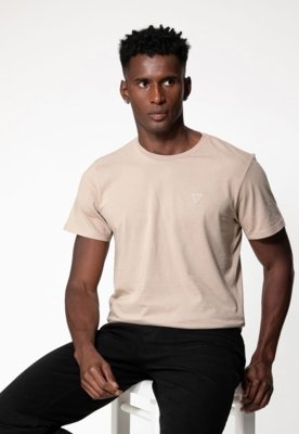 Camiseta Guess Triângulo Emborrachado Bege