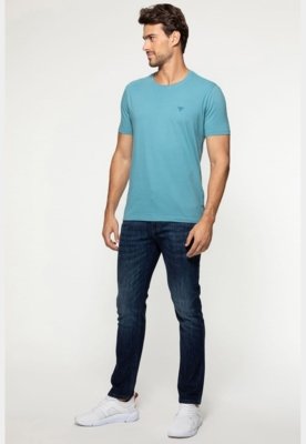 Camiseta Triângulo Emborrachado Guess Azul