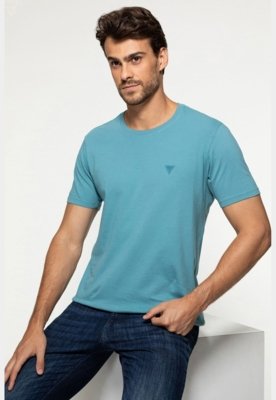 Camiseta Triângulo Emborrachado Guess Azul