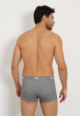 Kit Cueca Guess Boxer Logo Branco e Cinza