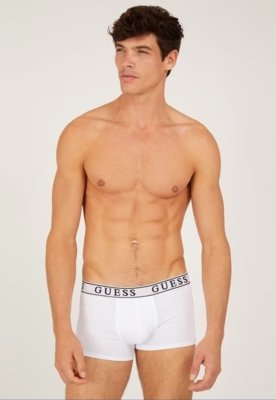 Kit Cueca Guess Boxer Logo Branco e Cinza