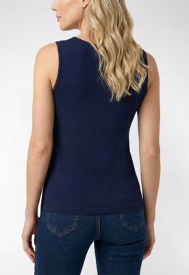 Regata Guess Rib Silk Hot Fix Azul Escuro