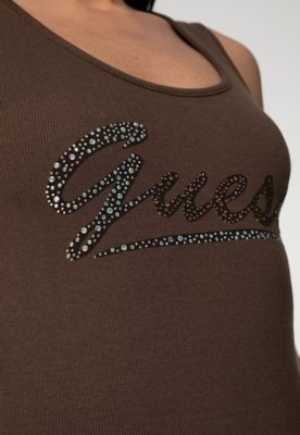 Regata Guess Rib Silk Hot Fix Marrom