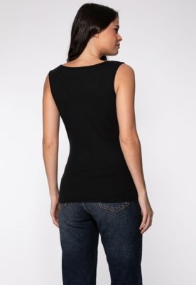 Regata Guess Rib Silk Hot Fix Preto