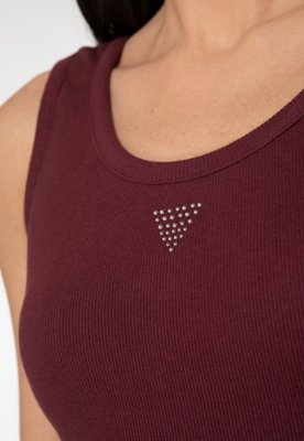 Regata Guess Rib Triang Hot Fix Cropped Bordô