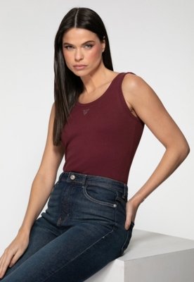 Regata Guess Rib Triang Hot Fix Cropped Bordô