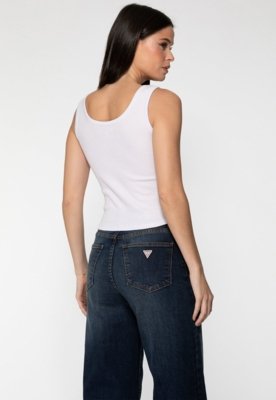 Regata Guess Rib Triang Hot Fix Cropped Branco