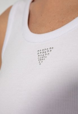 Regata Guess Rib Triang Hot Fix Cropped Branco