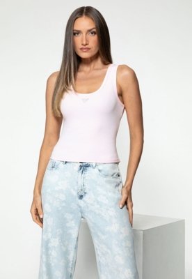 Regata Guess Triângulo Strass Rosa Claro