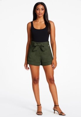 Short Guess Faixa Lyocel Verde Escuro