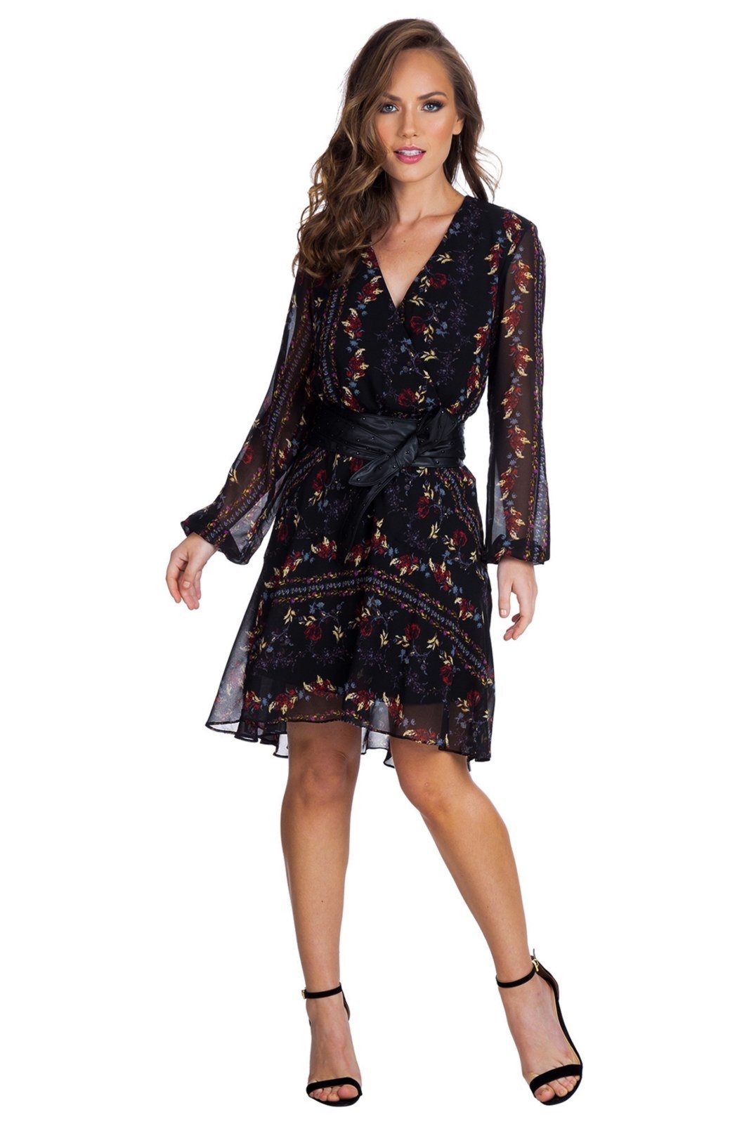 Guess jewel printed outlet belted dress