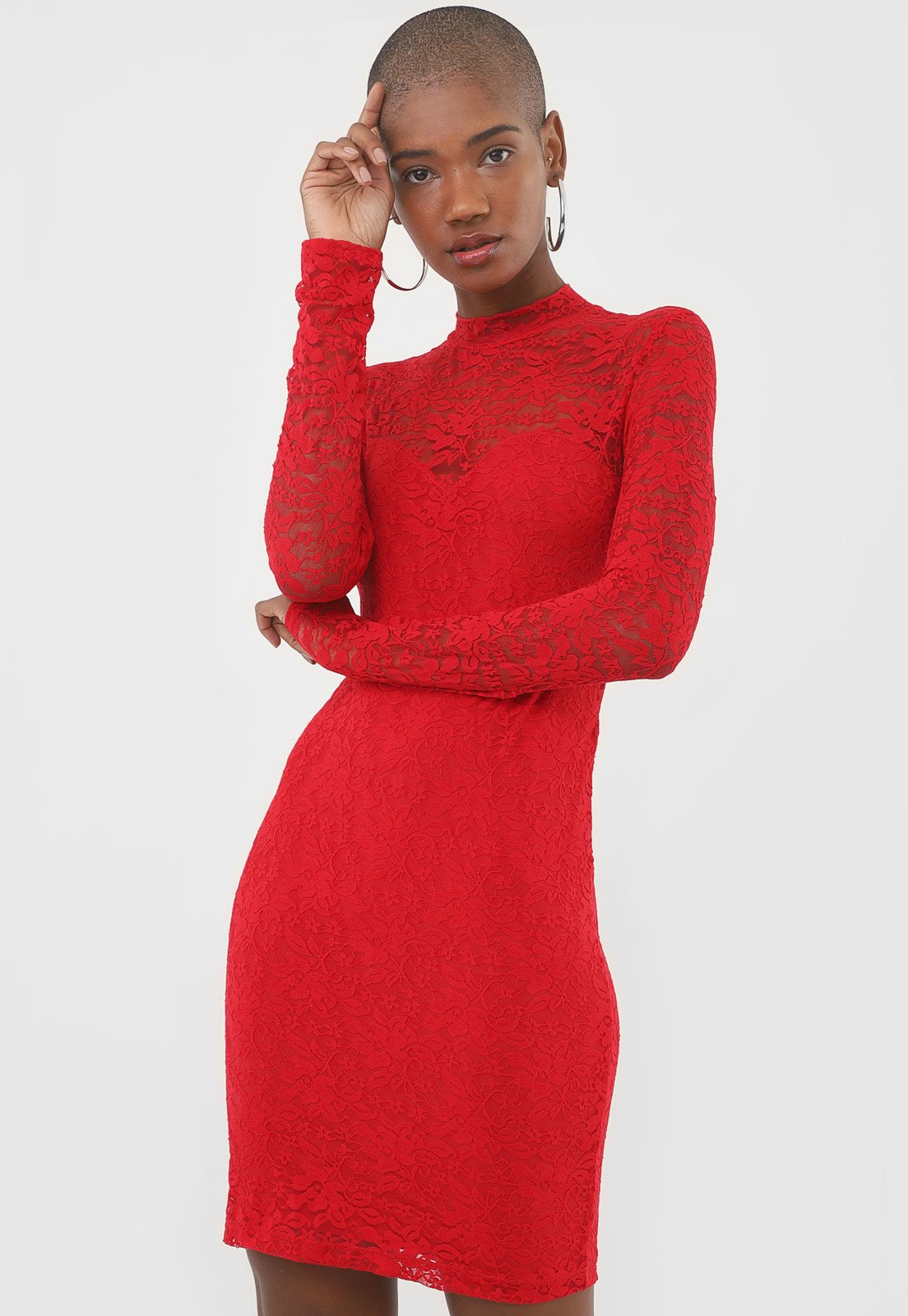 Vestido vermelho curto sales renda