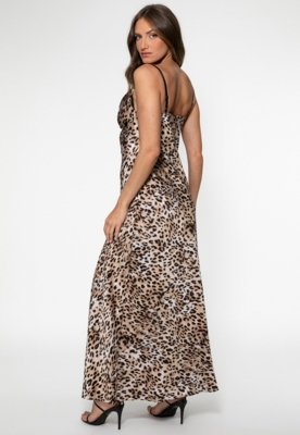 Vestido Guess Longo Slip Renda Marrom