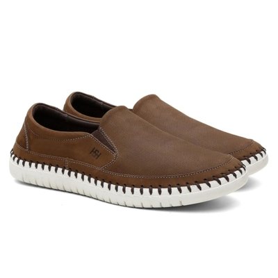 slip on masculino couro marrom