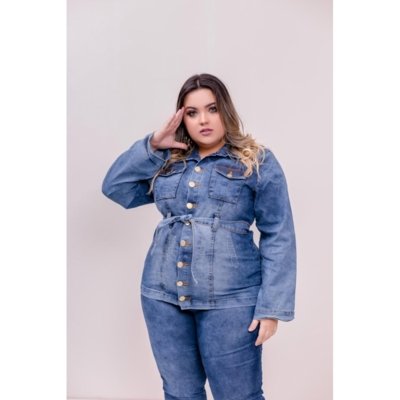 jaqueta parka jeans feminina