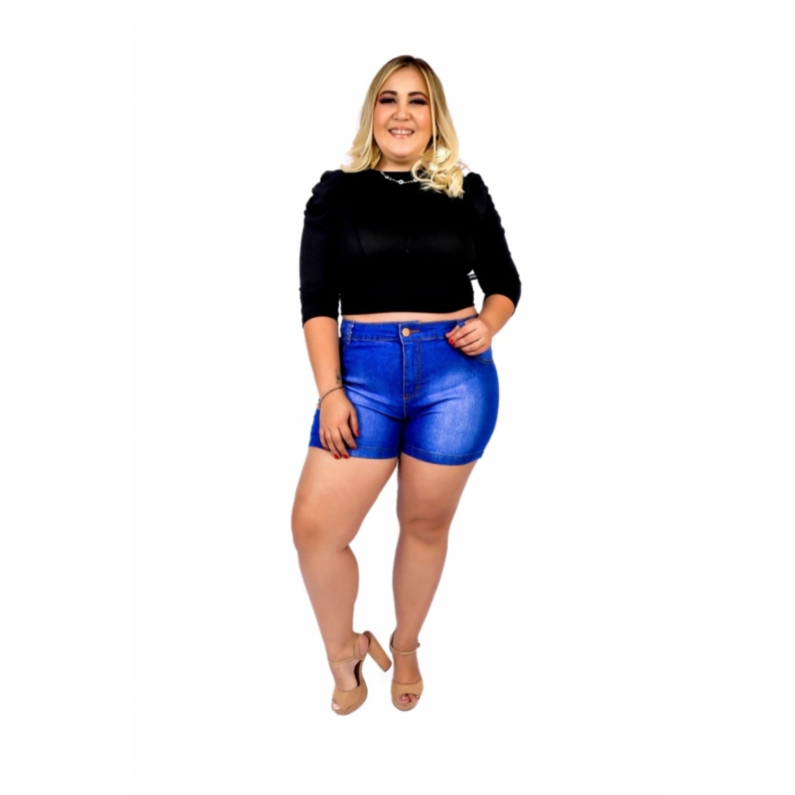 short de lycra cintura alta