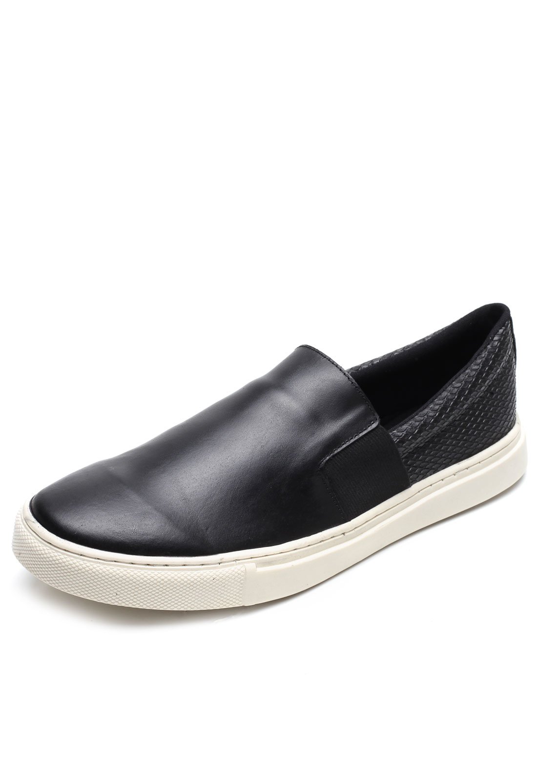 slip on masculino preto couro