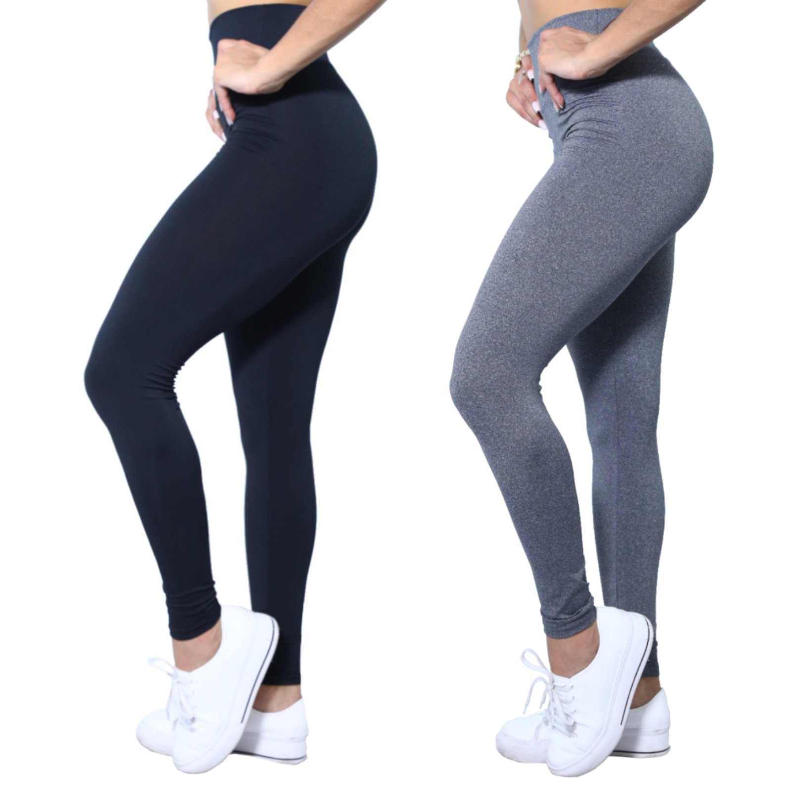 Kit 2 Leggings Heide Ribeiro Preto e Cinza Leg Basic Suplex - Marca Heide Ribeiro