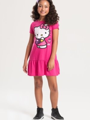 Vestido Hello Kitty Maçã Rosa