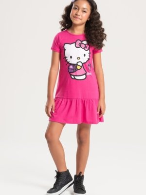 Vestido Hello Kitty Maçã Rosa