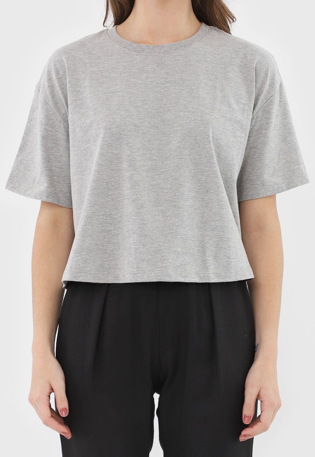 Blusa Cropped Hering Ampla Cinza - Compre Agora | Dafiti Brasil