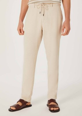 Calça Masculina Reta Em Linho