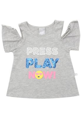 Blusa Hering Kids Manga Curta Menina Cinza Menor preço em Blusa Hering Kids Manga Curta Menina Cinza