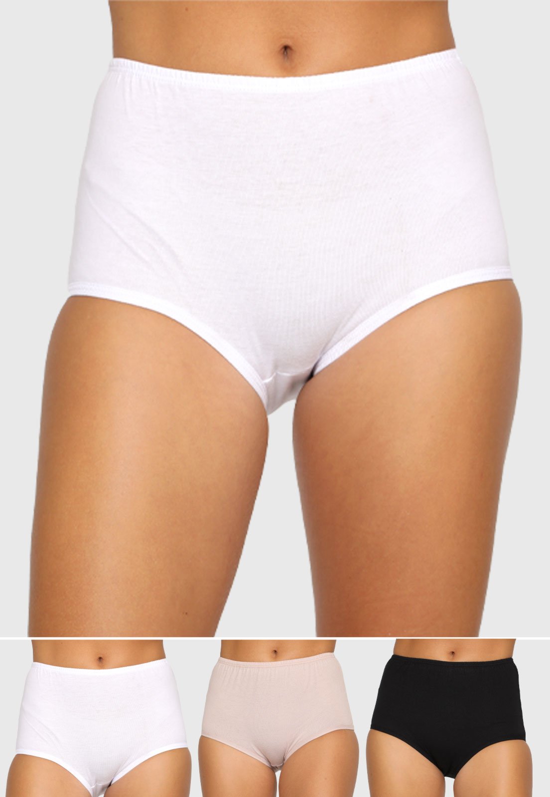 Hering Women's High Waisted 100% Cotton Briefs Panty Underwear