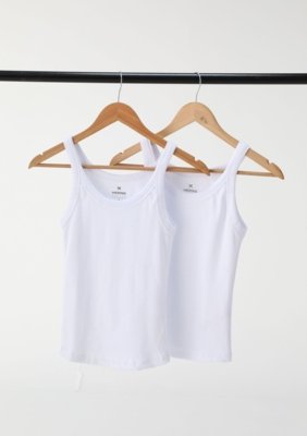 Kit Com 2 Regatas Básicas Femininas Slim Em Ribana Canelada