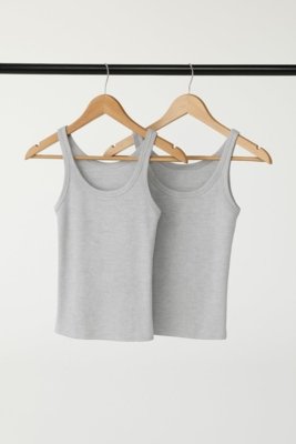 Kit Com 2 Regatas Básicas Femininas Slim Em Ribana Canelada