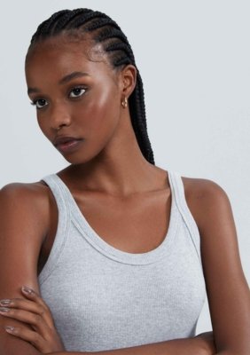 Kit Com 2 Regatas Básicas Femininas Slim Em Ribana Canelada