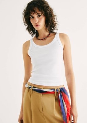 Regata Básica Feminina Slim Rib - Branco G