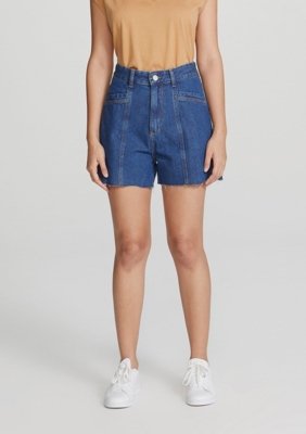 Shorts Jeans Feminino Cintura Alta Reto - Hering Store