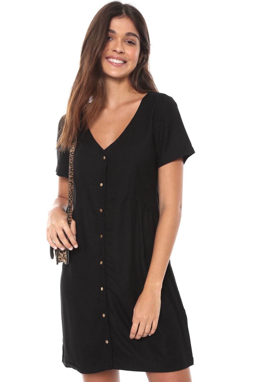 Vestido preto cheap de botao