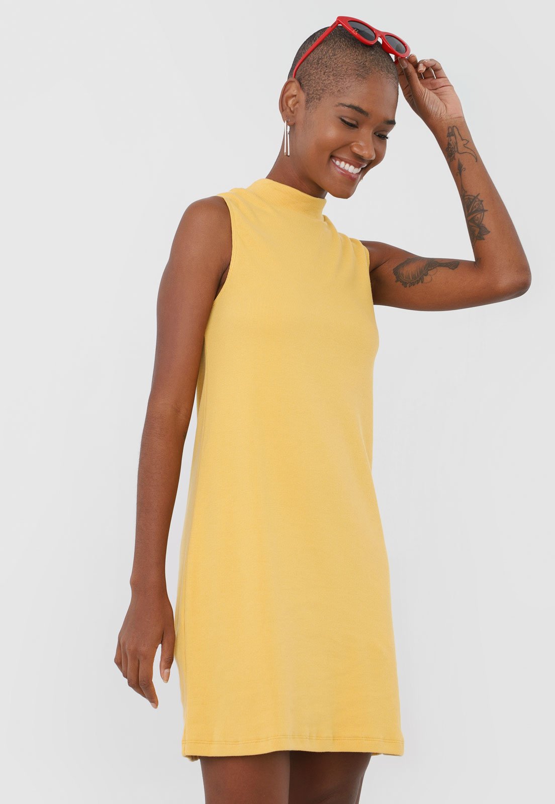 Vestido sales canelado amarelo