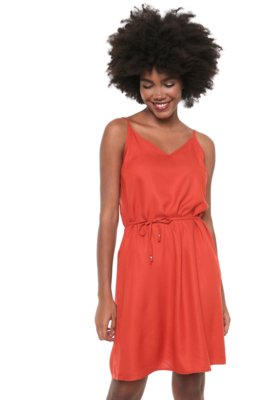 Vestido Hering Curto Evasê Laranja Menor preço em Vestido Hering Curto Evasê Laranja