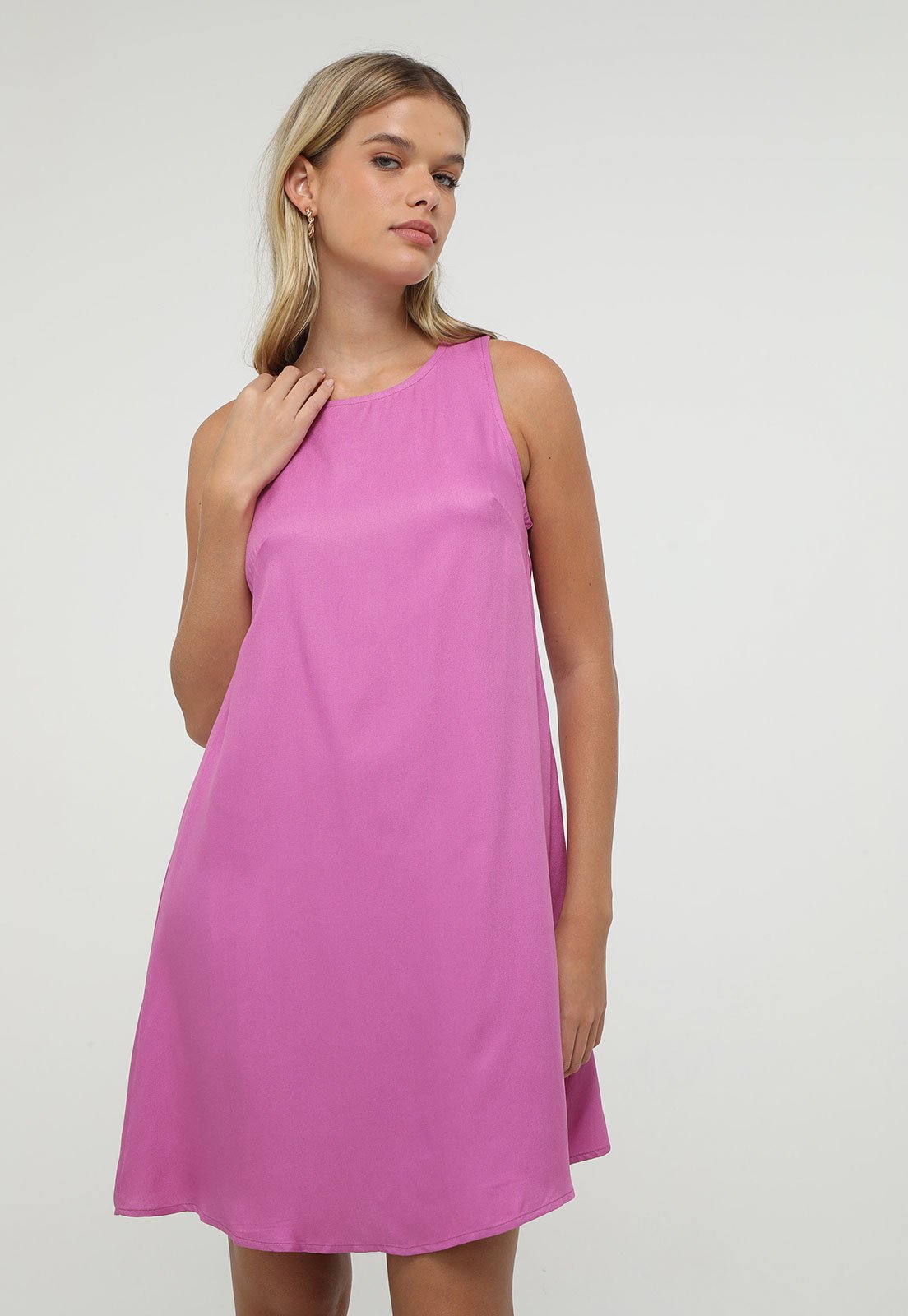 Vestido Hering Curto Liso Rosa