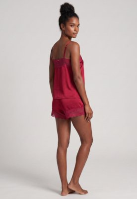 Short Doll Feminino Hope Alças Finas em Cetim e Renda Rosa