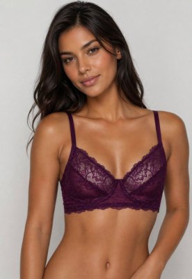 Sutiã Hope Meia Taça com Aro em Renda Roxo