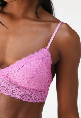 Sutiã Hope Top Triângulo Com Bojo Removível Em Renda Rosa