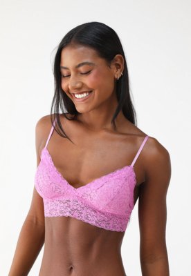 Sutiã Hope Top Triângulo Com Bojo Removível Em Renda Rosa