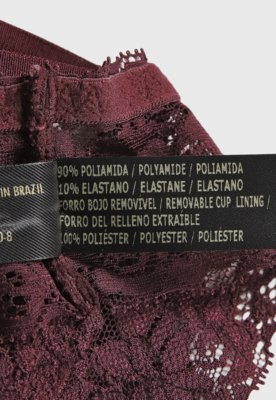 Top Triângulo Hope Renda Burgundy