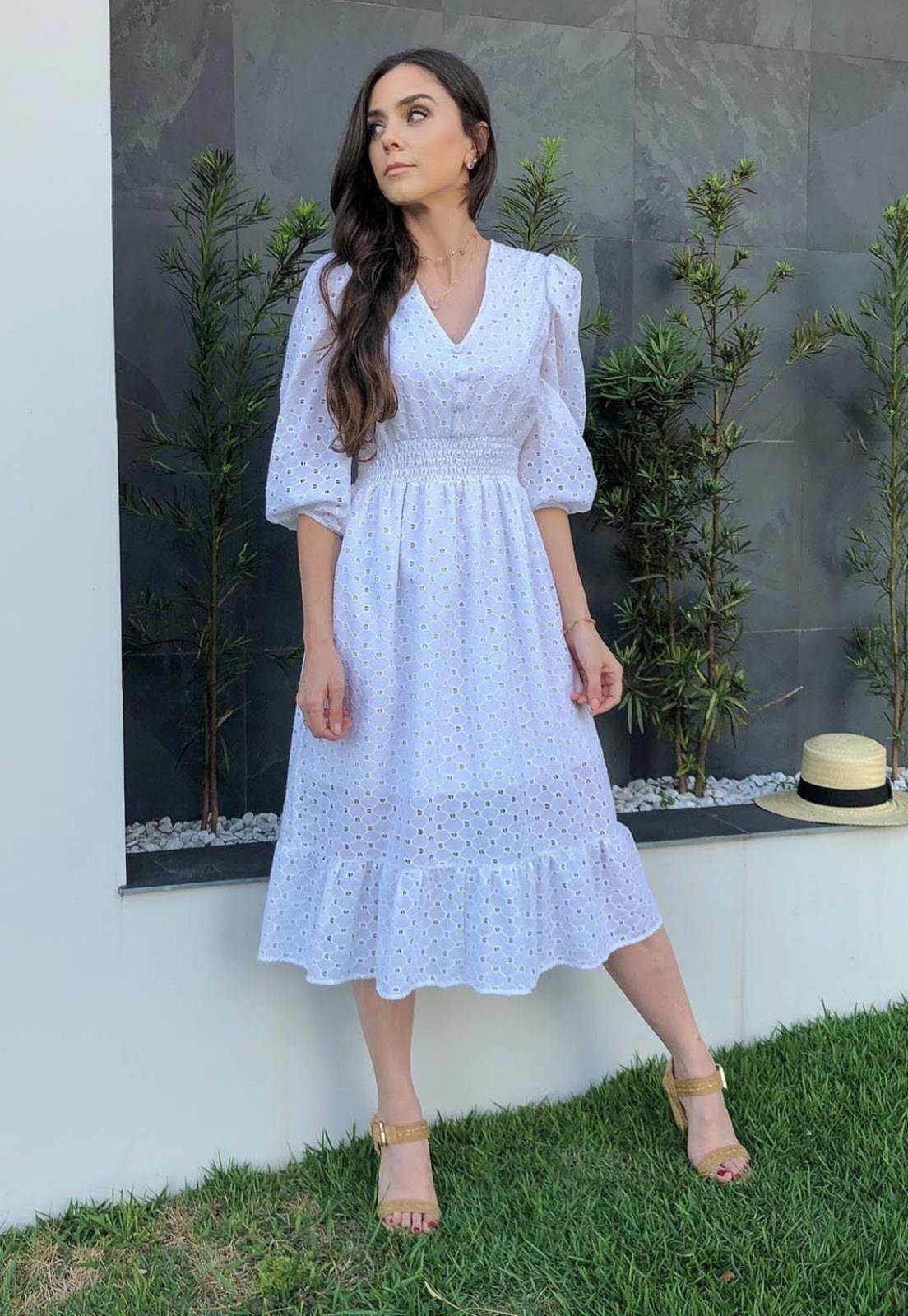 Vestido laise branco sales midi