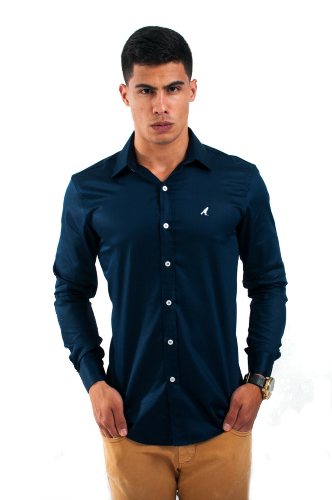 camisa social azul marinho