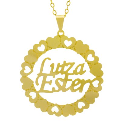 Gargantilha Horus Import Pingente Manuscrito LUIZA ESTER Banho Ouro Amarelo Menor preço em Gargantilha Horus Import Pingente Manuscrito LUIZA ESTER Banho Ouro Amarelo