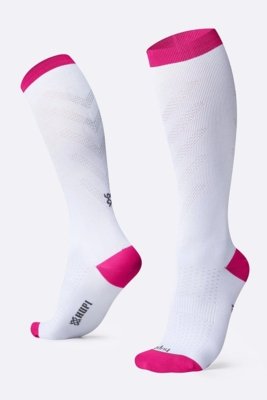 Meia HUPI Air Longa Branco e Rosa Branco