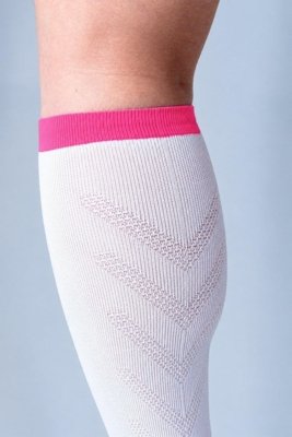 Meia HUPI Air Longa Branco e Rosa Branco