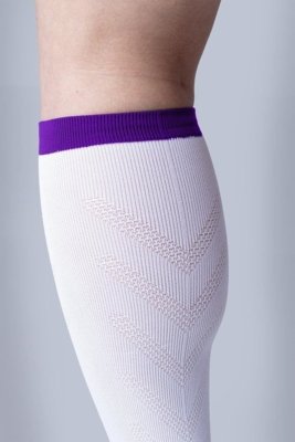 Meia HUPI Air Longa Branco e Roxo Branco