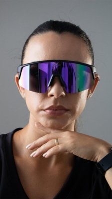Óculos HUPI Sprint Preto e Roxo Lente Roxo Espelhado Roxo
