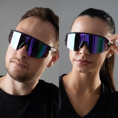 Óculos HUPI Sprint Preto e Roxo Lente Roxo Espelhado Roxo